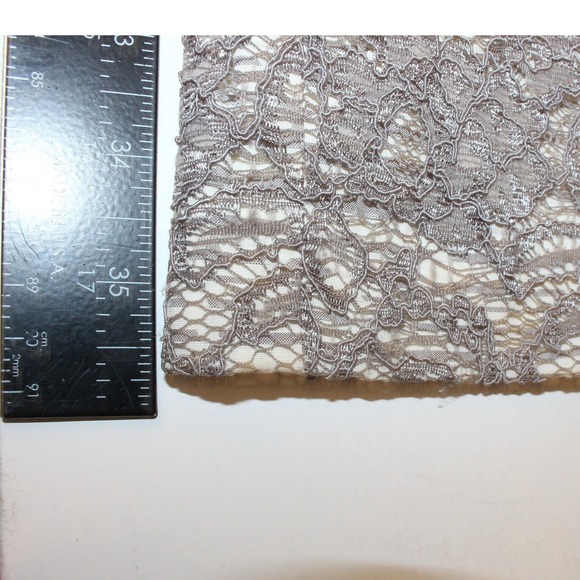 LOFT Petite Lace Shift Dress Sleeveless Scalloped Hem Grey Cream Size 8P - Picture 6 of 6